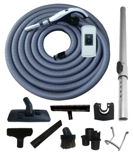Kit On/Off pentru aspirație centralizată, furtun Ø35 mm - Buton On/Off, Fix, 9 m